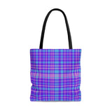 Purple Plaid AOP Tote Bag