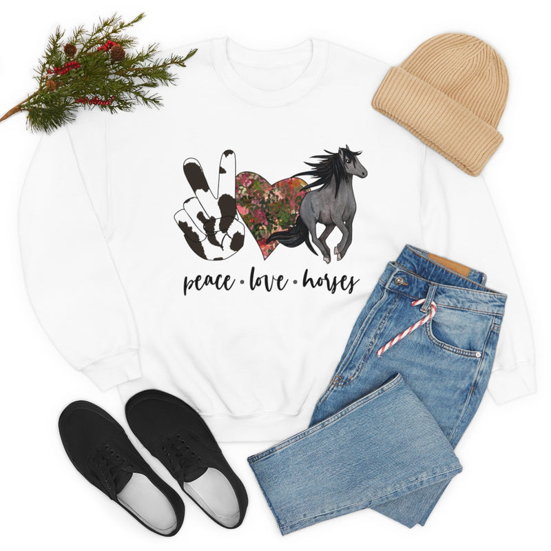 Peace Love Horses Unisex Heavy Blend™ Crewneck Sweatshirt