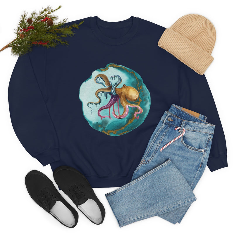 Watercolor Octopus Unisex Heavy Blend™ Crewneck Sweatshirt