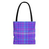 Purple Plaid AOP Tote Bag