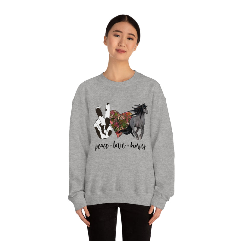 Peace Love Horses Unisex Heavy Blend™ Crewneck Sweatshirt