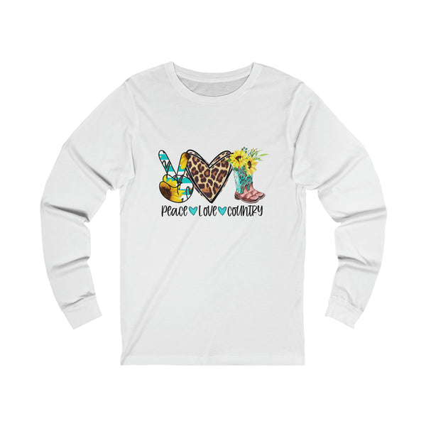 Peace Love Country Unisex Jersey Long Sleeve Tee