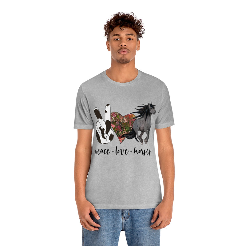 Peace Love Horses Unisex Jersey Short Sleeve Tee