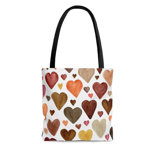 Watercolor Hearts AOP Tote Bag