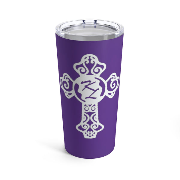 Remember Me White/Purple Kirsten Cross Tumbler 20oz