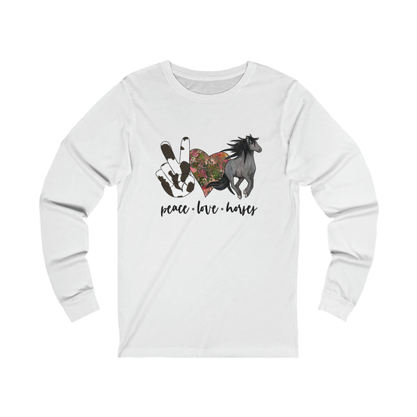 Peace Love Horses Unisex Jersey Long Sleeve Tee