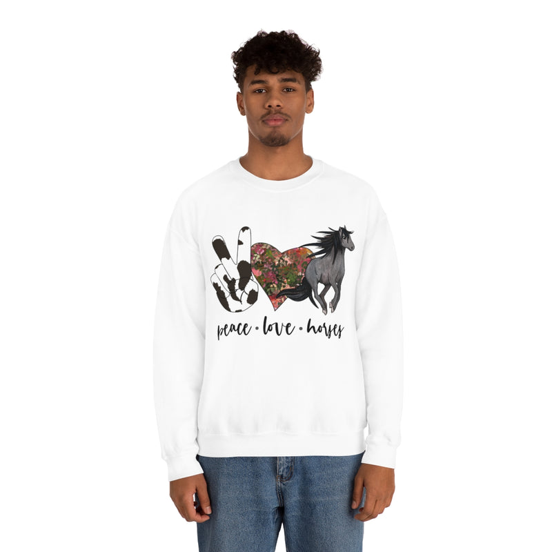 Peace Love Horses Unisex Heavy Blend™ Crewneck Sweatshirt