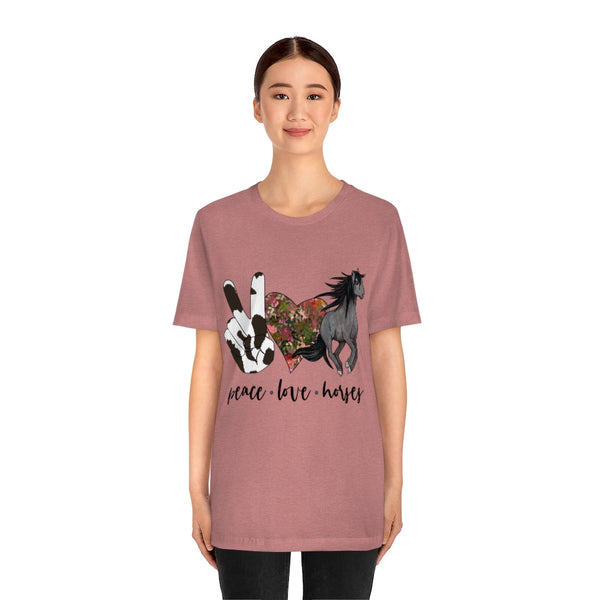 Peace Love Horses Unisex Jersey Short Sleeve Tee