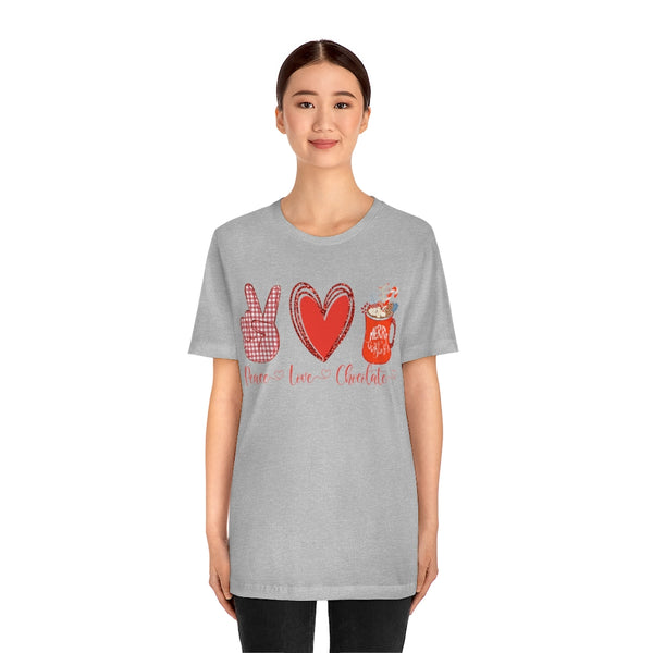 Peace Love Chocolate Unisex Jersey Short Sleeve Tee