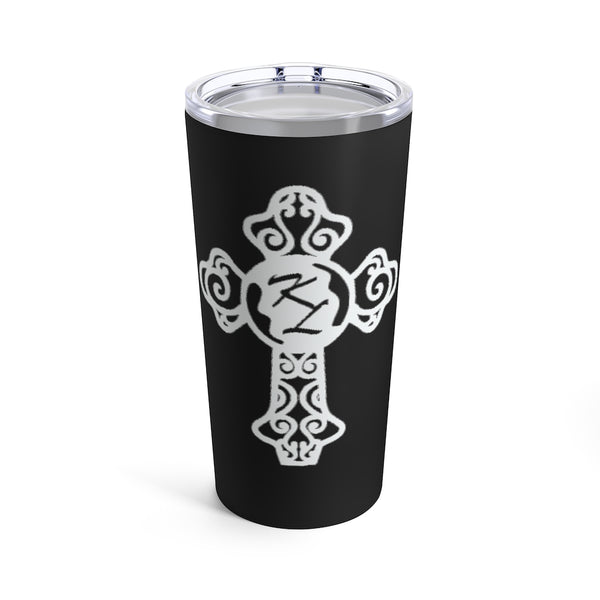 Remember Me White/Black Kirsten Cross Tumbler 20oz