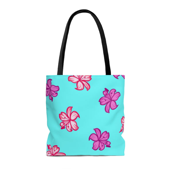 Turquoise Hawaiian AOP Tote Bag