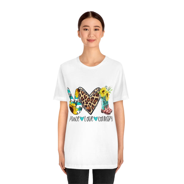 Peace Love Country Unisex Jersey Short Sleeve Tee