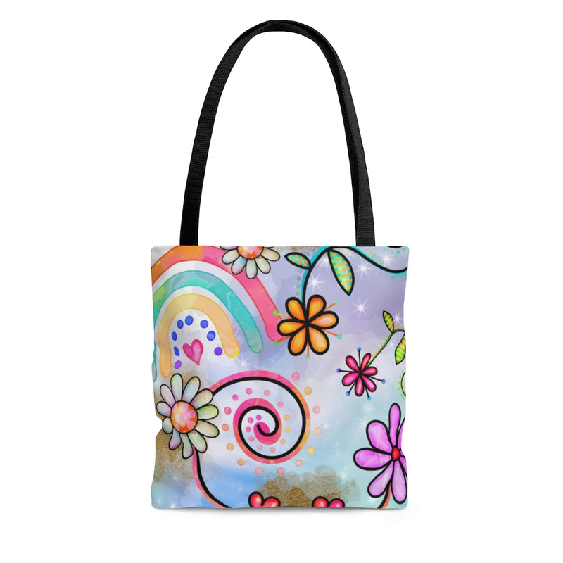 Rainbow Floral AOP Tote Bag