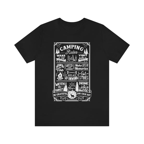 Camping Rules Unisex Jersey Short Sleeve Tee