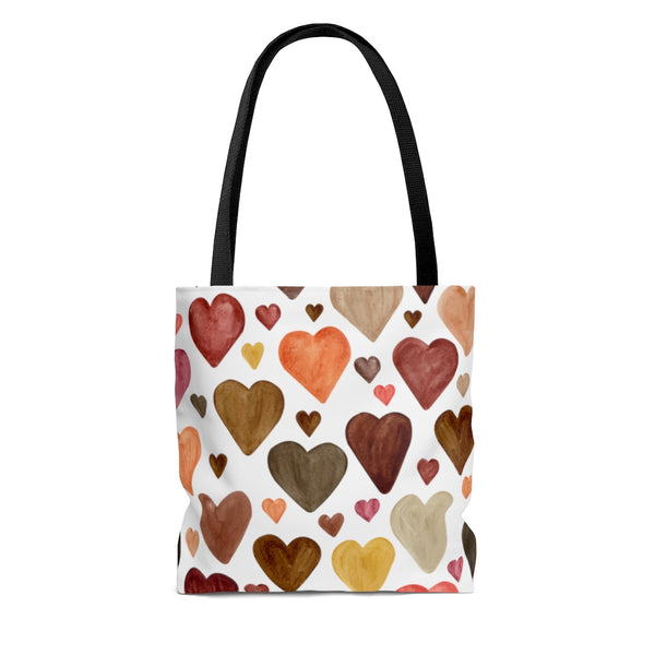 Watercolor Hearts AOP Tote Bag