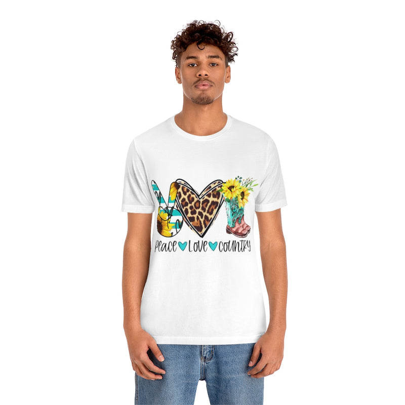 Peace Love Country Unisex Jersey Short Sleeve Tee