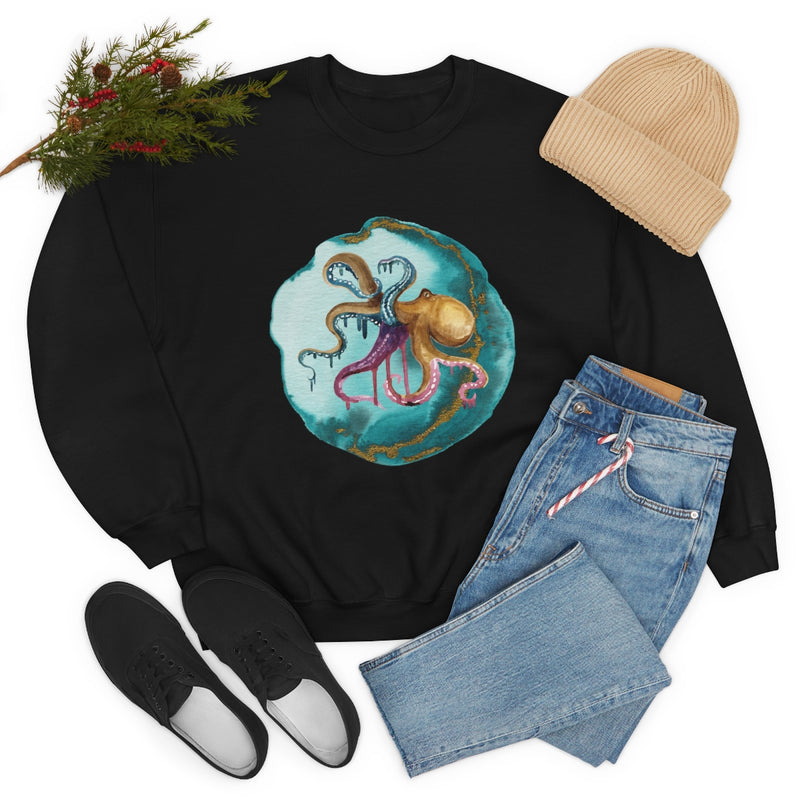 Watercolor Octopus Unisex Heavy Blend™ Crewneck Sweatshirt