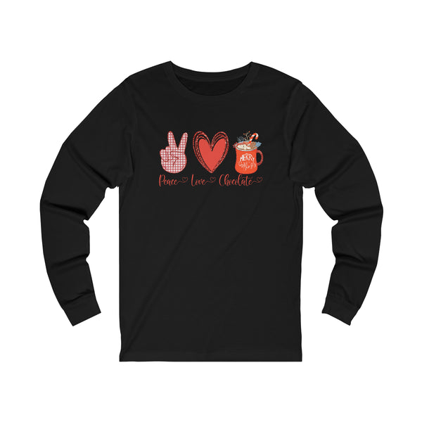 Peace Love Chocolate Unisex Jersey Long Sleeve Tee